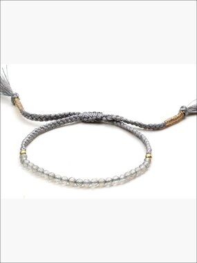 Handmade Gemstone Labradorite Beaded Bracelet Adjustable Pull String